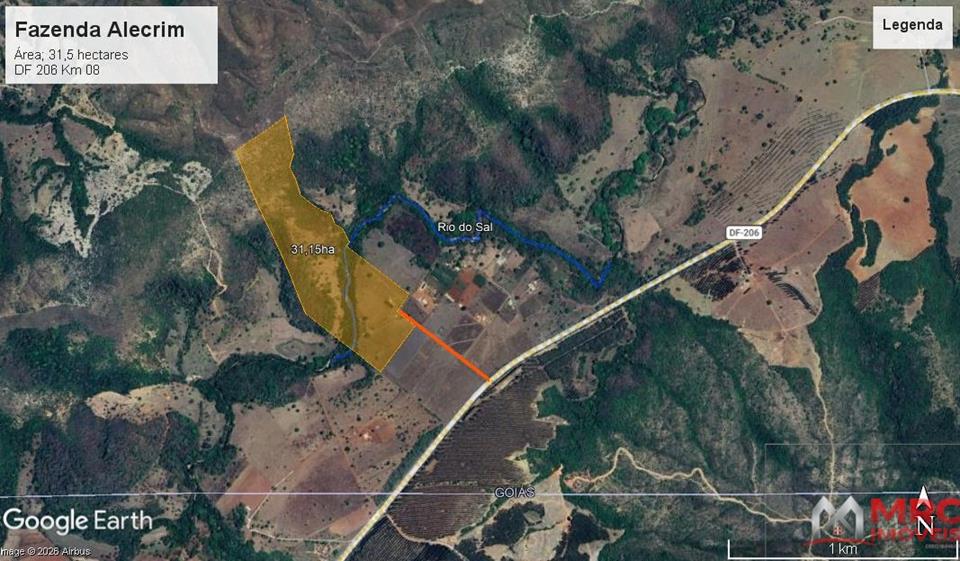 Divisa do DF com Padre Bernardo - FAZENDA COM 31,5 HECTARES – DF-206 | ÀS MARGENS DO RIO DO SAL
